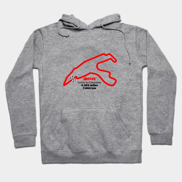 Spa-Francorchamps Track Graphic Apparel and other similar printed products Hoodie by Hotshots